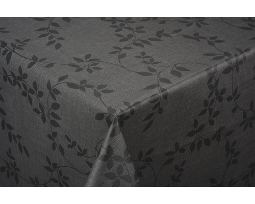 Nappe Véniline Leaf anthracite largeur 140 cm (au mètre)