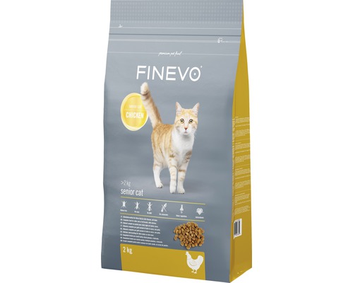Croquettes pour chats Senior Cat FINEVO poulet 2 kg Finevo aliments secs pour chats senior au poulet, 2 kg