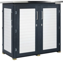 Gartenschrank mit zwei Türen und Metallplatte