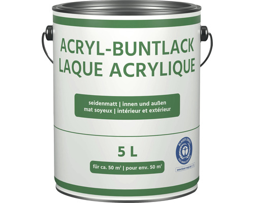 Laque acrylique colorée en pot de 5 litres pour l''intérieur et l''extérieur