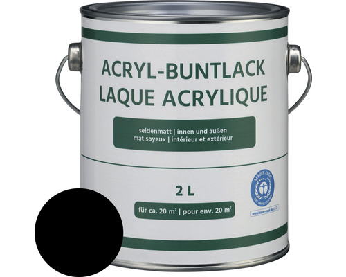 Acryl-Buntlack seidenmatt tiefschwarz 2 l
