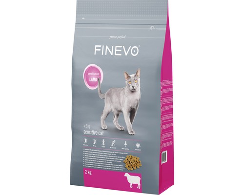 Croquettes pour chats Sensitive Cat FINEVO agneau 2 kg