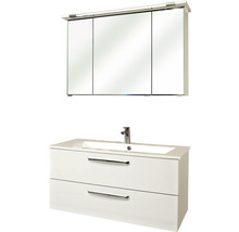 Badmöbel-Set Pelipal Kumba BxHxT 107 x 200 x 50 cm Frontfarbe weiß hochglanz mit Mineralguss-Waschtisch weiß 99.107012509