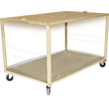 Table de culture roulante en bois avec étagère et trous d''aération