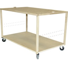 Chariot à étagères en bois avec roulettes et deux niveaux