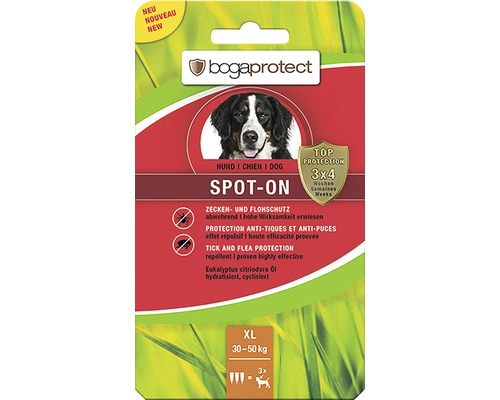 Protection contre les tiques et les puces bogaprotect SPOT-ON pour chiens de 30 à 50 kg 3x4,5 ml