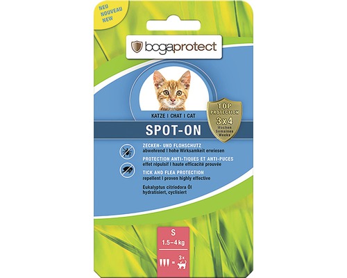 Zecken- und Flohschutz bogaprotect SPOT-ON für Katzen von 1,5-4 kg 3x0,7 ml