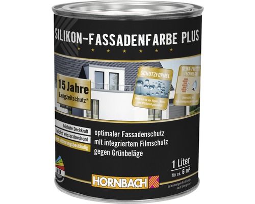 Peinture silicone HORNBACH pour façade Plus, blanc 1 l Peinture de façade silicone Plus en bidon de 1 litre pour la protection des façades