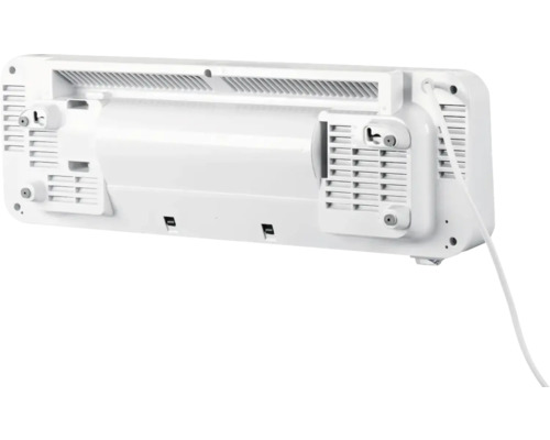 Rückansicht eines elektrischen Heizkörpers mit Montagevorrichtung