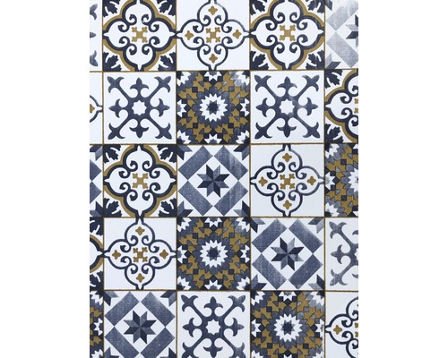 Tapis de protection de sol Vintage Floor Tile Antique bleu beige 40x65 cm Carreaux carrés avec motifs géométriques et floraux