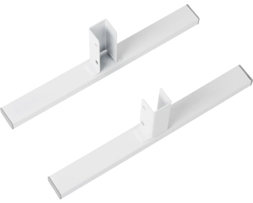 Zwei weisse Tischbeine aus Metall