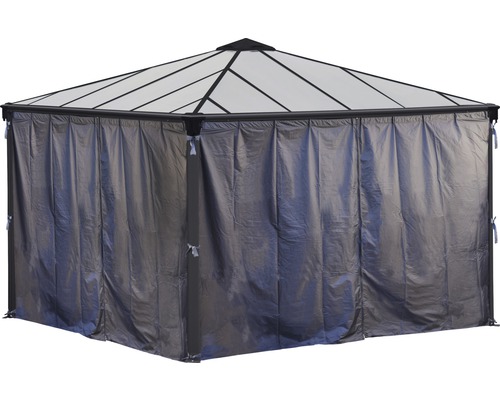 Pavillon Palram – Canopia Palermo Premium 3600 Garden Gazebo avec jeu de rideaux 360 x 360 cm anthracite