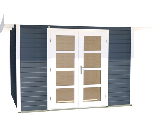 Abri de jardin avec porte double et fenêtres