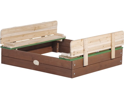 Sandkasten aus Holz mit Sitzbank