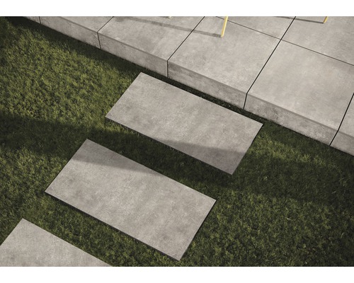 Dalle de terrasse FLAIRSTONE en grès cérame fin Urban Dust bords rectifiés 120 x 60 x 2 cm