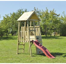 Spielturm aus Holz mit Rutsche und Kletterwand für den Garten