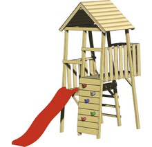 Spielturm mit Rutsche und Kletterwand für den Garten