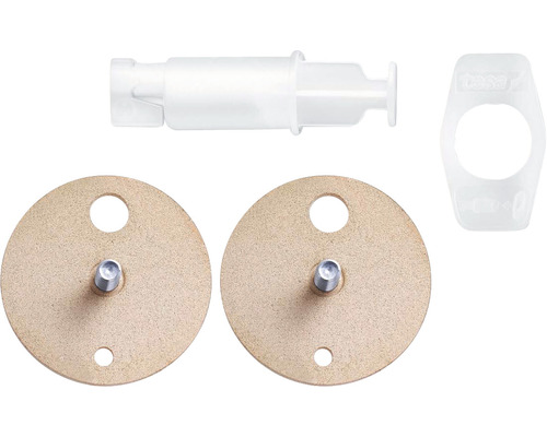 Befestigungsset für WC-Sitze mit Dübel, Unterlegscheiben und Halterung