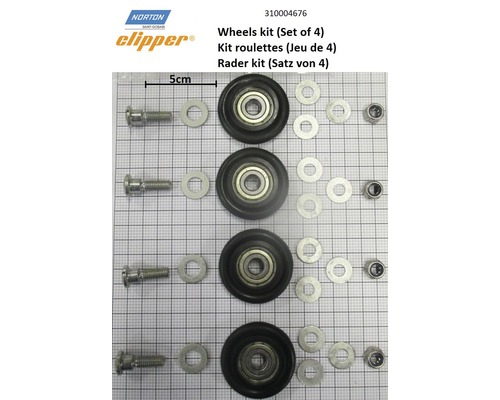 Roulettes de table Norton Clipper pour CGW, CM42, CM351, CM400 Kit de roues avec quatre roues, rondelles et vis