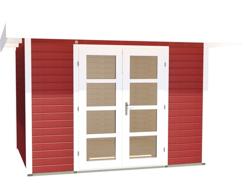 Abri de jardin en bois avec porte double et fenêtres