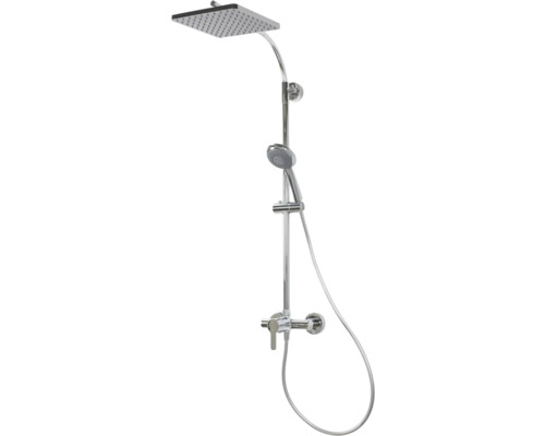 Colonne de douche thermostatique chromée Pomme de douche carrée 20 cm