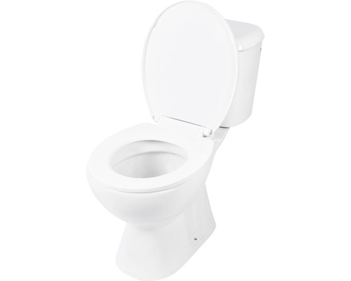 Toilette en céramique avec couvercle ouvert