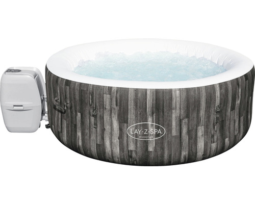 Lay-Z-Spa Bahamas Whirlpool mit grauer Holzoptik und Bedienfeld