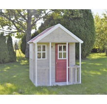 Cabane de jeu en bois avec porte et fenêtres dans le jardin