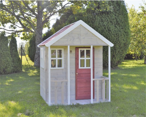 Cabane de jeu en bois avec porte et fenêtres dans le jardin