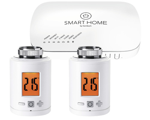 SMART HOME by hornbach Starter Set Heizung inkl. Gateway und 2 Stk Eurotronic Heizkörper-Thermostate