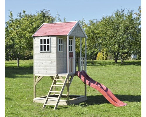 Maisonnette avec toboggan et bac à sable pour le jardin