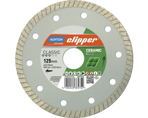 Disque diamanté Norton Clipper Classic Ceramic Turbo Ø 125x22,23 mm