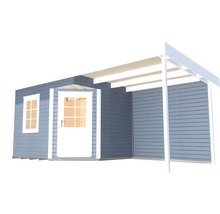 Abri de jardin weka Designhaus 213 A+ taille 1 passage libre haut 195 cm, avec plancher et toit en appentis 500 x 278 cm gris