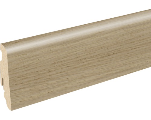 SKANDOR Sockelleiste SU60L MD Eiche weiß 19 x 58 x 2400 mm Sockelleiste mit Holzstruktur