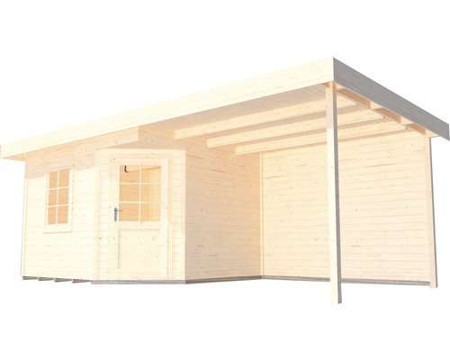 Abri de jardin en bois avec terrasse couverte