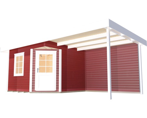 Abri de jardin en bois avec terrasse couverte
