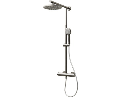 Colonne de douche avec thermostat Schulte Classic rond acier inoxydable D9640 90 Système de douche avec pomme de tête, douchette et thermostat