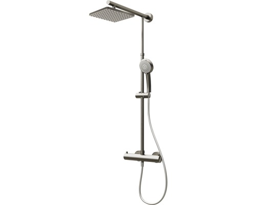 Colonne de douche avec thermostat Schulte Classic carré acier inoxydable D9641 90 Système de douche avec douche de tête, douchette à main et thermostat
