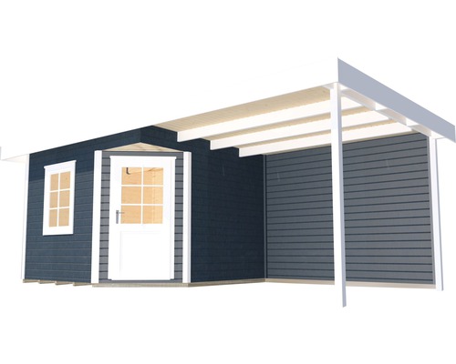 Abri de jardin en bois avec terrasse couverte