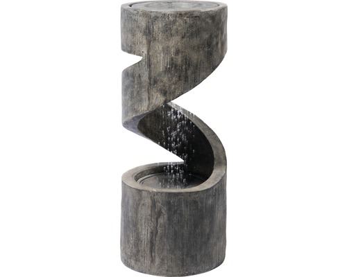 Fontaine de jardin design avec LED 31,5x31,5x79,5 cm pierre artificielle gris avec tuyau et pompe