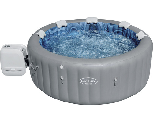 Spa gonflable Bestway® LAY-Z-SPA® Whirlpool Santorini HydroJet Pro™ avec système de massage, 10 buses HydroJet™, 180 AirJet™, détecteur de gel et système de détection de mise à la masse gris