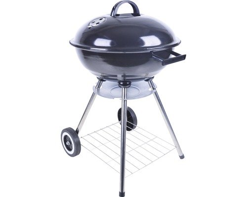 Barbecue boule avec couvercle, roues et grille de rangement