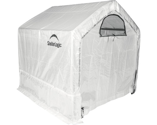 Tente de stockage ShelterLogic blanche avec fenêtre