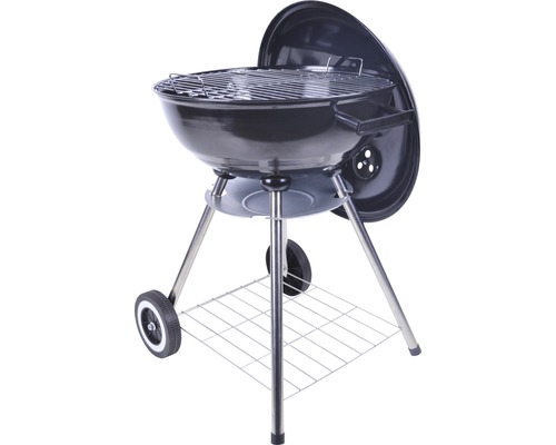 Barbecue boule avec couvercle, grille, espace de rangement et roues