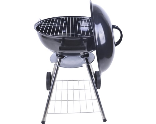 Barbecue boule avec grille, couvercle, étagère et roues