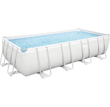 Kit de piscine hors sol, piscine tubulaire Bestway carré 488x244x122 cm avec groupe de filtration à sable, doseur ChemConnect, échelle et bâche de recouvrement gris-thumb-4