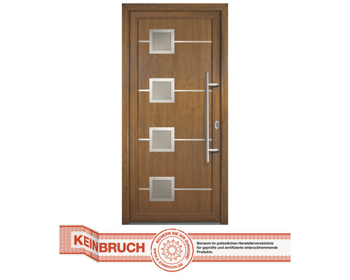 Porte d'entrée Signum modèle 1 RC2 plastique blanc/goldenoak 108x208 cm tirant droit