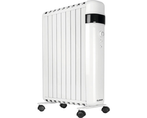 Weißer Elektroheizkörper mit Rollen
