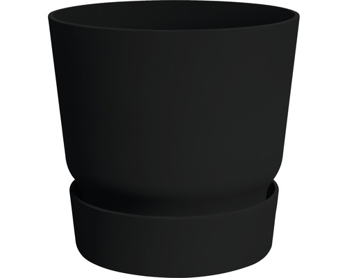 Pot pour plantes elho greenville plastique Ø 30 cm H 27,8 cm noir avec soucoupe-0