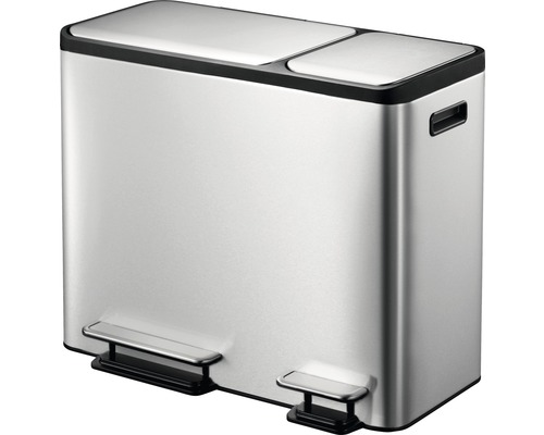 Treteimer aus Edelstahl mit zwei Fächern